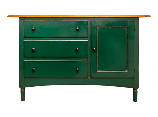 Forest Green Cherry Wood Dresser With Cherry Wood Top