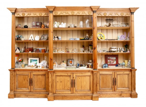 Custom Made Wood Library Bookcase With Beadboard Paneling (RETAIL $10,000)