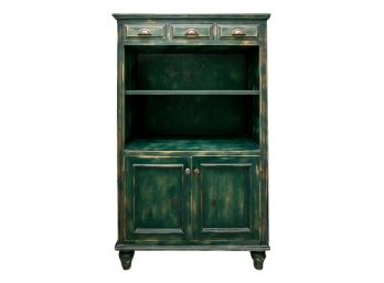 Forest Green Painted Wood Storage Cabinet
