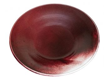 Signed Decorative Burgundy Large Glass Bowl