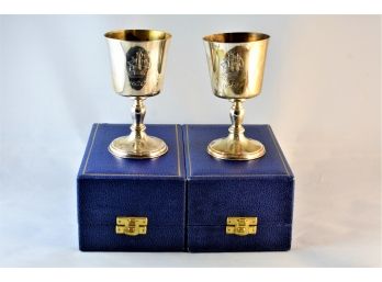 1620 Mayflower Sterling Silver Goblets With Cases Lot 1