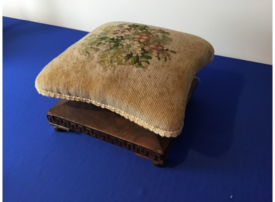 Square Antique Embroidered / Tapestry Stool