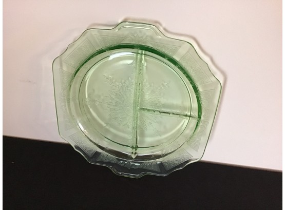 Green Depression Glass Divided Platter