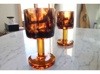 CHEERS! I'll Have Another!  Great GLAM Pair Of Heavy Glass Tumblers