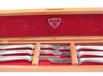 Amazing Set Of 6 GERBER MIMING Steak Knives! Permanent Collection Of MOMA! Designed By Dean Pollock MCM!