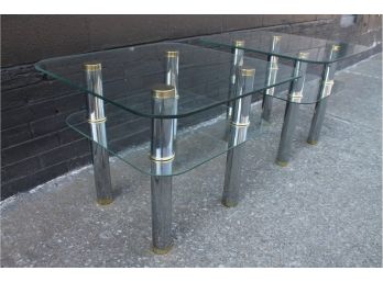 Totally GLAM 1970's Set Of MID CENTURY Side Tables! Milo Baughman Style