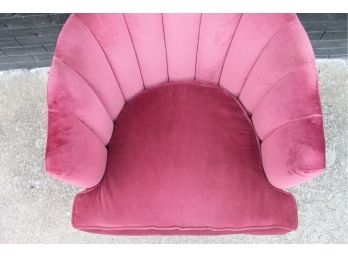 Super Cool ART DECO Red Velvet Vintage Lounge Chair! Made By H. Lauzon Furniture Company!