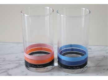 Pair Of PIERRE CARDIN Drinks Glasses! 1970's LOOKOUT! Mid Century Modern At It's Best (Kinda)