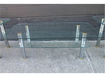Totally Cool, GLAM  Vintage MID CENTURY MODERN Glass + Chrome Coffee Table. Milo Baughman Style