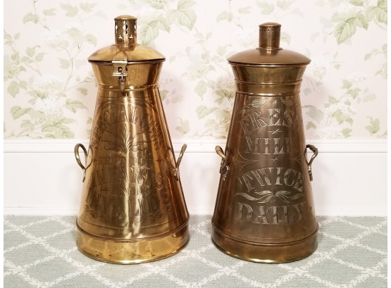 Rare Antique English Conical Brass Milk Churns