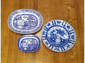 Antique Blue Willow And Delft Assortment