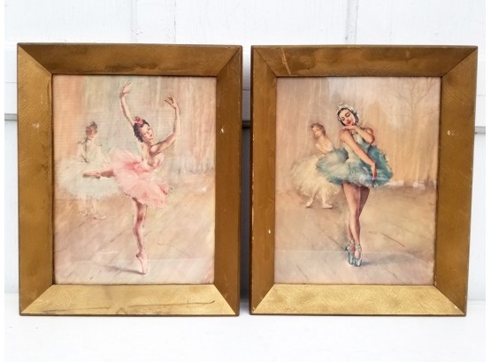 Lovely 1950's Ballerina Prints In Period Frames
