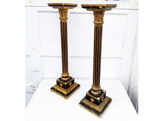 LARGE Antique Wood And Plaster Decorative Pedestals