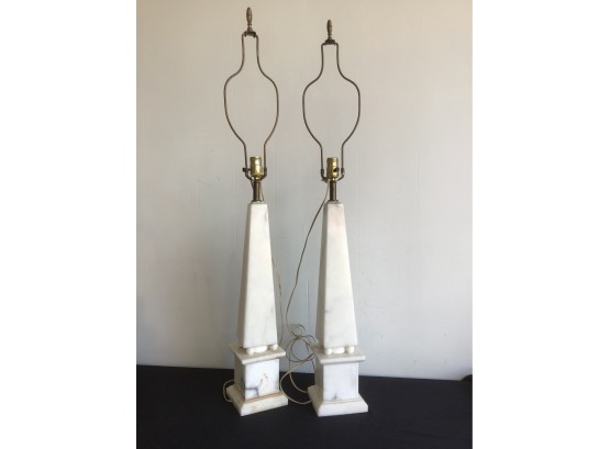 Pair Of LARGE Antique Marble Lamps