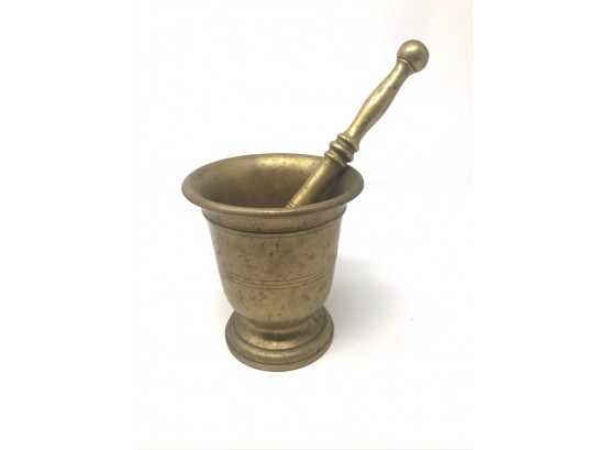 Vintage Brass Mortar And Pestle Made In Italy