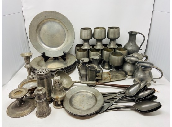 Large Collection Of Mixed Antique And Vintage Pewter