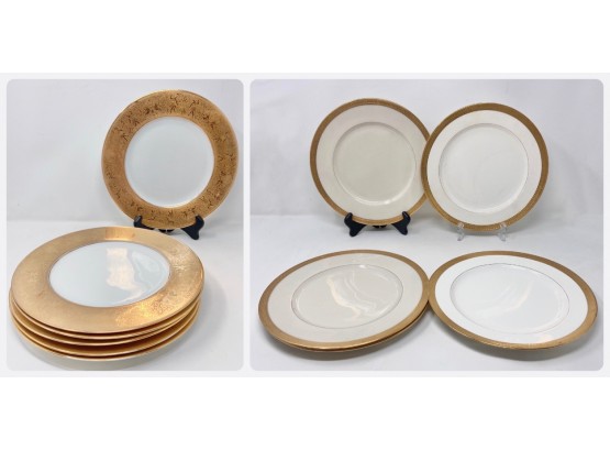 6 Royal Bavarian Bone China Dinner Plates (22K Gold Edge)   Minton's Burly& Co. And Marshall Field & Co Plates
