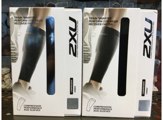 (2) Pairs Of 2XU Human Performance Unisex Large Compression Sleeves, Retail $90