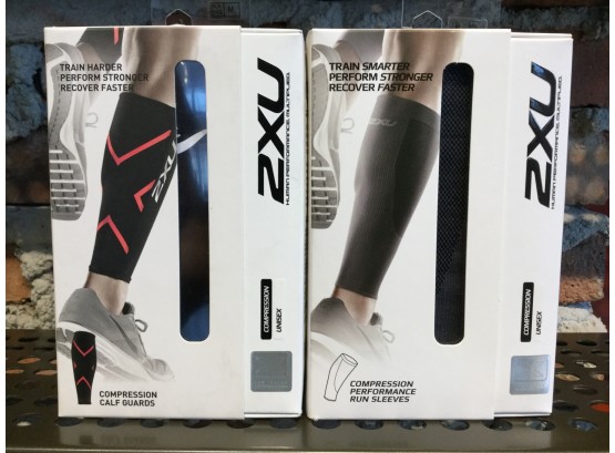 (2) Pairs Of 2XU Human Performance Unisex Medium Compression Guard And Sleeve, Retail $85