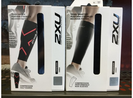(2) Pairs Of 2XU Human Performance Unisex X-Large Compression Guard And Sleeve, Retail $90