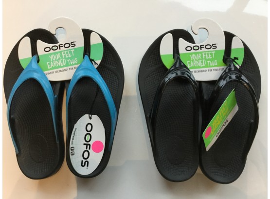 Two Pairs Oofos Oolala Women’s 7 Black And Blue, Retail 99.98