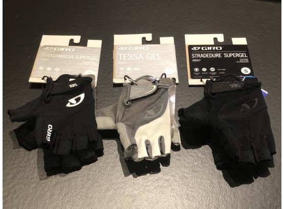 Three Pair Women’s Giro Cycling Gloves - Size Small, Retail $30/$30/$25