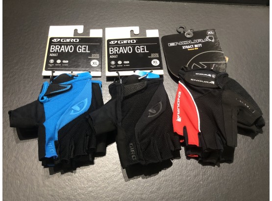 Three Pair Men’s Cycling Gloves (Giro And Endura) - Size XL, Retail $25 Each