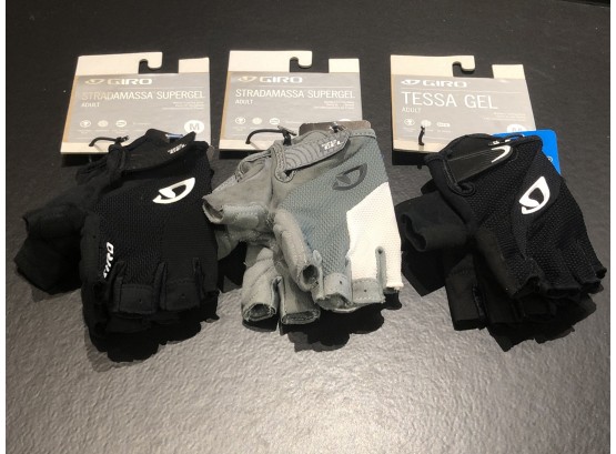 Three Pair Women’s Giro Cycling Gloves - Size Medium, Retail $25/$30/$30