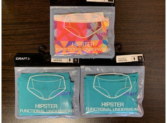 Three Pairs Women’s Hipster Functional Underwear, Size S, Retail $75