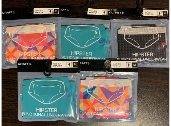 Five Pairs Women’s Hipster Functional Underwear, Size M, Retail $125