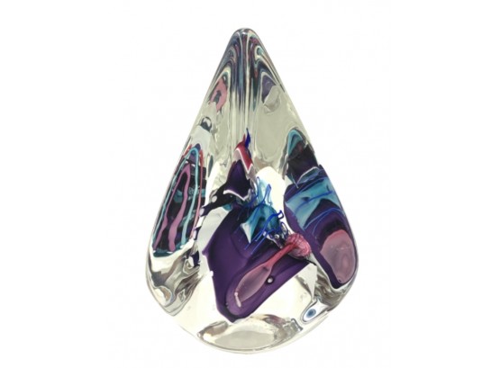 Triangular, Multi-Colored Hand-Blown Art Glass