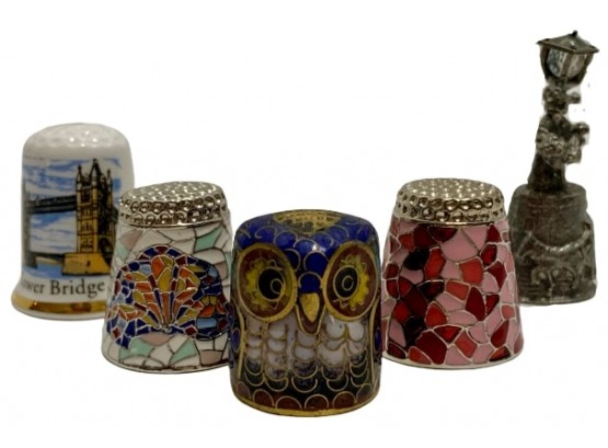 Thimble Collection Including Owl & Mosaics