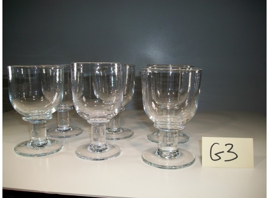 (Lot G3) Group Of Six (6) SIMON PEARCE 6-1/2' Goblets / Beer Glasses