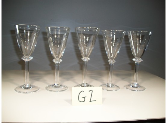 (Lot G2) Group Of Five (5) SIMON PEARCE 9' Tall Wine Glasses /  Water Glasses