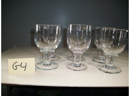 (Lot G4) Group Of Six (6) SIMON PEARCE 6-1/2' Goblets / Beer Glasses