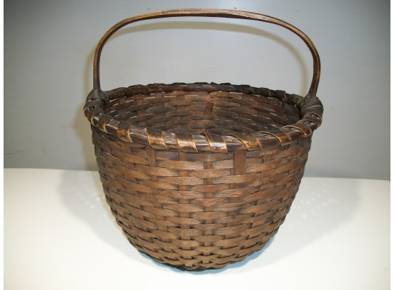 Wonderful Antique Oak Splint Basket - Excellent Form & Patina - Probably Mid 1800's