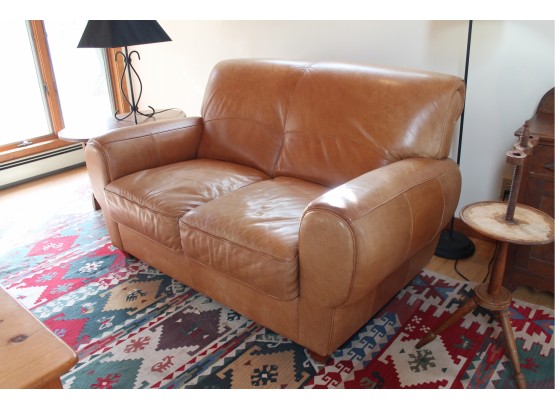 Fantastic NATUZZI Tan Leather 2 Seater Love Seat Sofa!