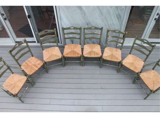 Great Set Of 8 Farmhouse Dining Chairs With Rush Seats By DOMAIN