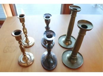 Great Lot Of 3 Pairs Of Metal Candlesticks!