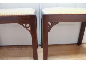 Nice MATCHING Pair Of Asian Inspired Side Tables / Benches With Beautiful Cushioned Tops!