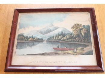 Great Framed Print Named 'LAKE CHOCONIA, WHITE MOUNTAINS', Published By Haskell & Allen