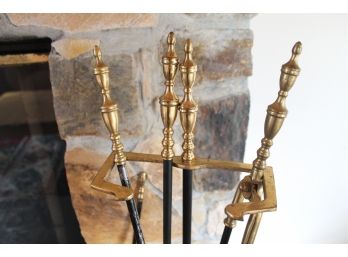 Great Brass Set Of Fireplace Tools!