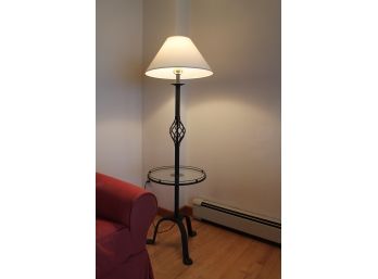 Great Wrought Iron Floor Lamp With Glass Shelf!
