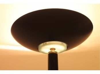 Great POSTMODERN 1980's Black + Brass HALOGEN Floor Lamp