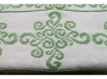 AMAZING Light Green + White  Vintage HAND KNIT Scroll Design AFGHAN Throw Or Blanket