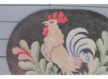 Nice Vintage Rooster HAND HOOKED Small Rug