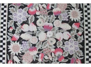 Awesome Black + White Flower Retangular HAND HOOKED RUG! By COUNTRY HERITAGE COLLECTION! Cool Design!!
