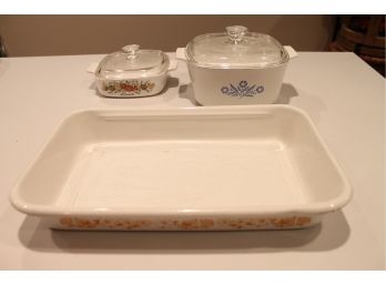 Lot Of 3 Baking Dishes, CORNING, L'CHALOTE, Etc...