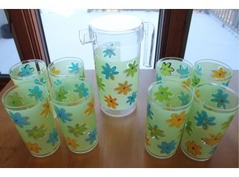 HAPPY DAYS, A PARTY! Great Lot Of Vintage Plastic Glasses + Pitcher By PRECISION CRAFT, Made In Canada