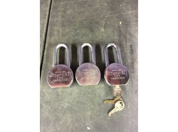 Set Of 3 American Series 600 Padlocks With Key